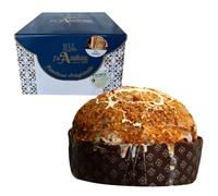 Panettone artigianale con percoche campane candite, caramello salato, gocce di cioccolato, crema spalmabile inclusa, Made in Italy,1KG - Pasticceria F.lli Avallone (PERCOCHELLO)