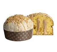 Panettone Artigianale Farcito con Crema al Caramello Salato | Ricoperto di Praline Ricoperte di Caramello | Senza Uvetta e Canditi | Pasticceria La Torraca | 1,2 Kg | Cilento | Campania | Dolce Natale
