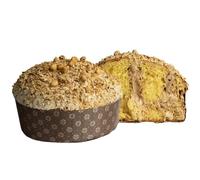 Panettone Artigianale Farcito con Crema alle Nocciola di Giffoni | Ricoperto di Nocciole Intere | Senza Uvetta e Canditi | Pasticceria La Torraca | 1,2 Kg | Cilento | Campania | Dolce Natale