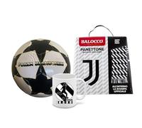 Panettone Bianconero 500g con gocce di cioccolato e sciarpa originale + pallone in cuoio n.5 e tazza mug in ceramica prodotto dolciario da forno a lievitazione naturale senza uvetta e canditi