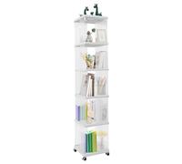 panfudongk Libreria Bookshelf, scaffalatura a libro Shelves, moderna, autoportante con 4 ruote, 138,5 cm, per soggiorno, camera da letto, ufficio, con molto spazio (5 animali)