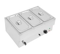 panfudongk Riscaldatore elettrico a 3 scomparti, professionale a buffet con coperchio e rubinetto di scarico, controllo preciso della temperatura, ideale per ristorazione e mensa, 57 x 38 x 27 cm