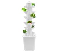 panfudongk Sistema di coltivazione idroponica a torre da giardino, per interni, balcone, 30 fori, 6 livelli, 10 l, salvaspazio (bianco)