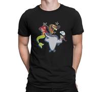 PANG GELIA The Mermaid Unique Tshirt Zig Sharko Simple And Funny an Uninhabited Island of Volcanoes Leisure Tee Round Neck Unisex Tops Men's 100% Cotton Short-Sleeve T-Shirts L