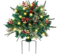PANGBOER 16 pollici artificiale Natale piantare arbusti, illuminando vacanza piantare vasi di fiori, con supporto a tre gambe (vestito