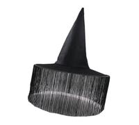 PANGBOER Accessorio per costume da cappello da strega con a cono in tessuto morbido, nappe e frange a larga, per foto festive, scene Halloween, berretto in maschera con frange, abito teatrale,