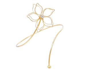 PANGBOER Bracciale da polso in lega dorata con fiore singolo con accento centrale trasparente, gioielli decorativi per abiti formali da indossare con accento floreale braccialetto dorato gioielli