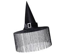PANGBOER Costume di Halloween Cappello da strega con frangia a tesa larga cono corona in tessuto morbido per feste palcoscenico foto frangia cappello in maschera vestito teatrale cabina fotografica