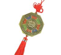 PANGBOER Fengshui Bagua a specchio per la casa energia positiva e protettiva con spade che mordono il cane Foo, nappe con nodo cinese, ornamento protettivo per la casa