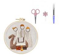 PANGBOER Mestiere del ricamo con il modello del cerchio guida ago e filo per principianti Set di cerchi da ricamo in cotone