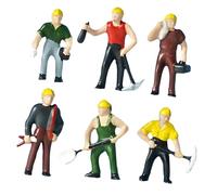 PANGBOER Modello miniatura altamente dettagliato dell'operaio edile dell'ABS della piccola scala 6Pcs per l'esposizione ed il collettore di architettura