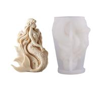 PANGBOER Muffa magica del silicone della candela della fanciulla del mare per il commestibile facile Demold riutilizzabile per la fabbricazione del cioccolato del sapone della candela