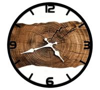 PANGBOER Orologio da parete in legno, movimento silenzioso, rotondo, creativo, design in metallo e legno, adatto per la decorazione di casa, ufficio, camera da letto e parete silenziosa