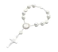 PANGBOER Perline preghiera Perline per dita Perline preghiera Bracciale Religioso Gioielli religiosi Struttura in lega Bracciale Battesimo Rosario per bambino