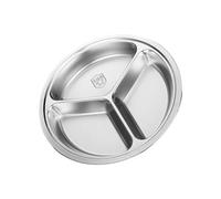 PANGBOER Piatto rotondo diviso in acciaio inox, 28 cm, con scomparti multipli per alimenti, per casa, cucina, sala da pranzo, forno a microonde