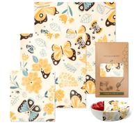 PANGBOER Set di 3 involucri multiuso per alimenti in cera d'api, riutilizzabili, in cotone robusto, accessorio per la casa per la freschezza della cucina