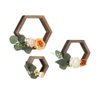 PANGBOER Set di 3 portacandele in legno a forma di esagonale per camini da pranzo e sala da pranzo moderni Decors esagonali