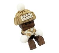 PANGBOER Statuetta uomo in legno che trema Natale con cappello Babbo Natale e sciarpa per cruscotto ' auto che trema i piedi Decorazioni per desktop bambole in legno Decorazioni festive