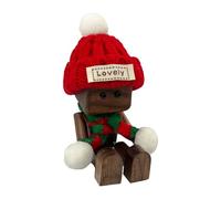PANGBOER Statuetta uomo in legno che trema Natale con cappello Babbo Natale e sciarpa per cruscotto ' auto che trema i piedi Decorazioni per desktop bambole in legno Decorazioni festive