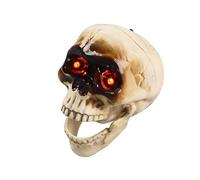 PANGBOER Teschio parlante animato con bocca mobile terrificante accessori per feste di Halloween decorazione per la casa per finestra e porta occhio luminoso