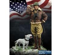 PANGCHENG 1/24 75Mm Us Generale Patton E Cane Soldato 75Mm Kit Miniatura Figura in Resina Non Assemblato Non Verniciato