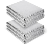 Pangda 2 fogli isolanti riflettenti a bolle da 120 cm x 3 m, pellicola in alluminio a doppio lato per finestre, isolamento termico, barriera in schiuma con cuscinetti autoadesivi, per isolamento