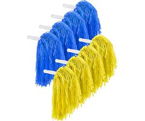 Pangda Confezione da 12 Pompon da Cheerleader, Sport, Danza, Cheer, in plastica, per tifo e Squadre Sportive, Blu e Giallo