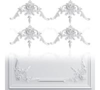 Pangda Modanatura angolare da parete in stile francese, pannelli per boiserie flora, kit di modanatura angolare per armadi, cornici, colla non inclusa (4 pezzi, stile vintage)