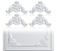 Pangda Modanatura angolare da parete in stile francese, pannelli per boiserie flora, modanatura ad angolo, kit per cornici, colla non inclusa (4 pezzi, stile elegante)