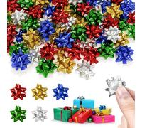 pangdapengpeng 100 Pezzi Mini Fiocchi Regalo Autoadesivi, 5mm Fiocchetti Decorativi Metallizzati, Coccarde da Regalo Adesive Multicolore per Pacchi Regalo Natale, Compleanno, Matrimoni (100)