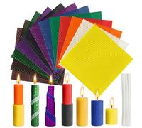 pangdapengpeng 12 Pièces Set di Candele in Cera D’api, 20x20cm Colori per Realizzare Candele, Feuille de Cire Abeille DIY con 22 cm Stoppino di Candela per Adulti, Creativi Fatti a Mano (12 Colori)