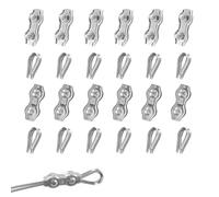 pangdapengpeng 24 Pezzi Morsetto per Fune Metallica, 12 Morsetti Duplex M3 & Fune Metallica Ditale M3, Acciaio Inox 304 Clip per Fune per Cavi D'acciaio, Stendibiancheria (M3)