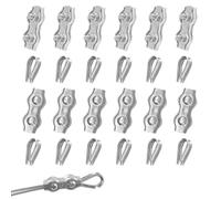 pangdapengpeng 24 Pezzi Morsetto per Fune Metallica, 12 Morsetti Duplex M4 & Fune Metallica Ditale M4, Acciaio Inox 304 Clip per Fune per Cavi D'acciaio, Stendibiancheria (M4)