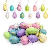 pangdapengpeng 24 Pezzi Uova di Pasqua da Appendere in Plastica 6×4 cm