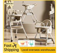 PANGDUBE Seggiolino per bambini con 4 ruote, bavaglino, ciotola e cucchiaio, seggiolone reclinabile per mangiare il bambino, seggiolone per la cena, sedia per l'alimentazione del bambino