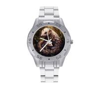 Pangolin, orologio da polso da uomo, con stampa genitoriale, in acciaio inox, analogico, al quarzo, per affari, Stile:, regular, Bracciale