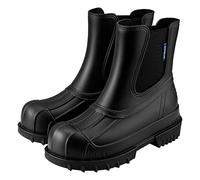 Pangolin Stivaletti Pioggia Donna Chelsea Impermeabili, Rain Boots Waterproof con Punta Rinforzata, Suola Antiscivolo Carrarmato, Stivali da Giardino in Gomma PVC Nero 39 EU