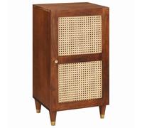 Pangshiyuan Credenza in legno massello con vimini rattan, mobili moderni per soggiorno, camera da letto, corridoio, marrone, 40 W x 33,5 D x 75 H cm