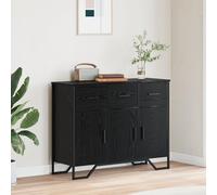 Pangshiyuan Credenza in MDF in rovere nero con 3 ante, superficie opaca, stile moderno, 97 x 32,5 x 74,5 cm, per sala da pranzo, molto spazio