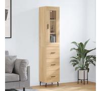 Pangshiyuan Mobile con credenza, in legno di rovere Sonoma, moderno mobile da soggiorno con piedini in metallo e pratica porta, 34,5 W x 34 D x 180 H cm