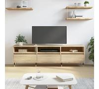 Pangshiyuan Mobile TV Sonoma in legno di quercia con 6 scomparti, gambe in ferro, robusto piano del soggiorno, 150 x 30 x 44,5 cm