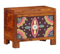 Pangshiyuan Scatola portaoggetti in legno massello con inserti geometrici, design bohémien, multicolore, spazio per soggiorno, corridoio o buffet, legno di acacia, 50 W x 30 D x 40 H cm