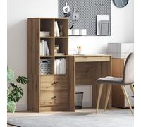 Pangshiyuan Scrivania con vano portaoggetti in legno, superficie in rovere artisan, antigraffio, dimensioni compatte, molto spazio, per ufficio domestico, 60 x 50 x 75 cm
