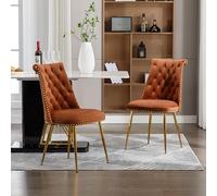 Pangshiyuan Set di 2 sedie in velluto con schienale ergonomico, borchie sui bordi, seduta imbottita, per sala da pranzo, per soggiorno, caffè, 43,9 x 62 x 87,5 cm