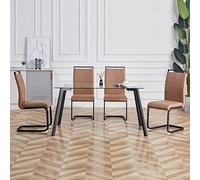 Pangshiyuan Set di 4 sedie da pranzo moderne ergonomiche con superficie impermeabile, schienale tecnologico, comoda sedia da ufficio per sala da pranzo e cucina, marrone