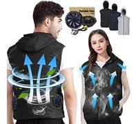 PANGTIKU - Gilet di raffreddamento per uomo e donna, gilet evaporativo fresco con 2 ventole, vestiti freddi con aria condizionata, mantiene il raffreddamento per 13 ore, Nero, X-Large