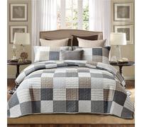 PANGUSHAN Set copripiumino 100% cotone King Size Patchwork Plaid Copriletto Copriletto da letto stile fattoria Trapunta leggera Reversibile Bianc