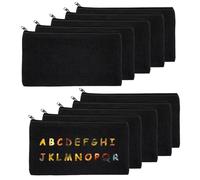 pangutheos 10 Pezzi Borsa da Trucco Cosmetica Vuota, Astuccio Personalizzato con Cerniera, DIY Astuccio in Tela, Usato per Artigianato Artigianale, Viaggi, Pittura, Cancelleria (Nero)