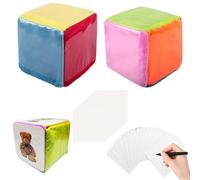 PangWuu Set di 42 cubi in schiuma, cubi con tasche, grandi cubetti di schiuma per bambini, giocattoli fai da te, 2 dadi e 40 fogli per asilo e scuola materna