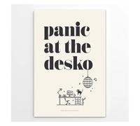Panic at the Desko Office Humor Poster, Minimalist Black White Wall Art for Cubicle, Desk & Home Office(Framed,12x18inch(30x45cm))
